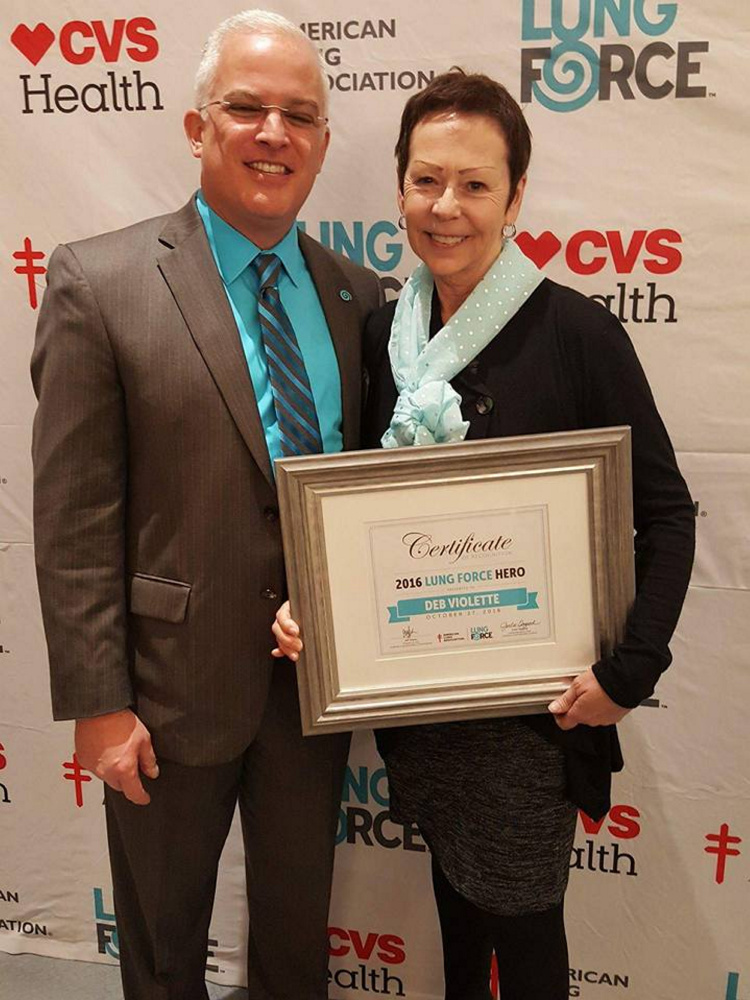 From left, are Jeff Seyler, president and CEO American Lung Association of the Northeast; and Deb Violette, president and CEO Free ME from Lung Cancer.