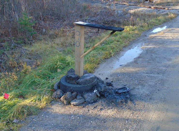 An image provided by the Waldo County Sheriff's Office shows a damaged mailbox among several reported cases of related vandalism.