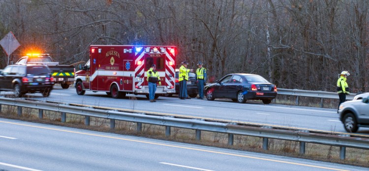 State police troopers and the Augusta Fire Department responded to reports of multi-car accidents Tuesday in the southbound lanes of Interstate 95 in Hallowell between the Maple Street overpass and the Central Street underpass.
