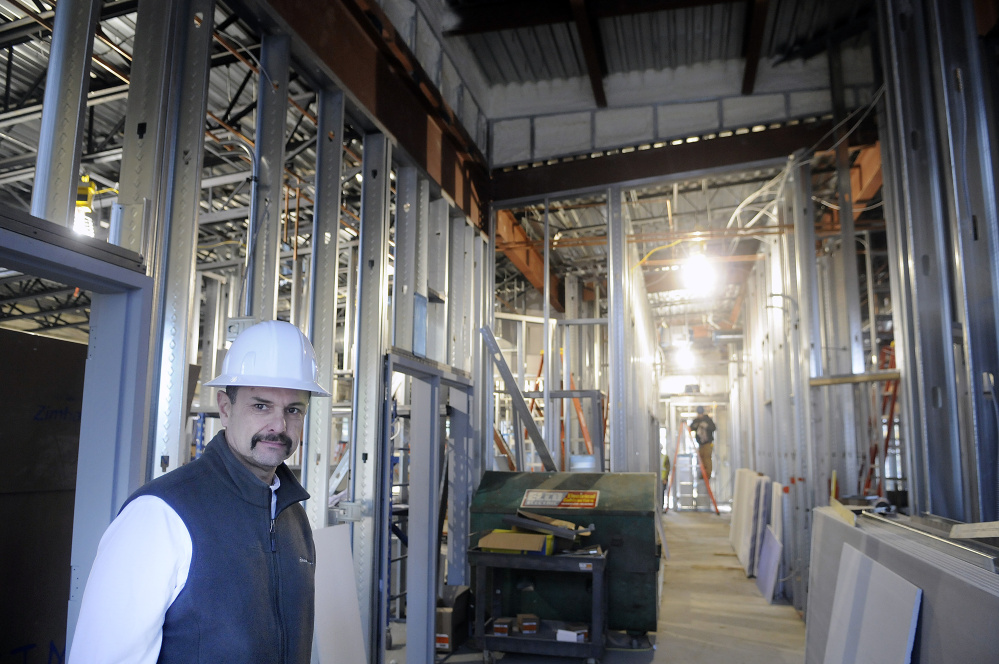 Augusta Fire Chief Roger Audette at the new fire station under construction on Leighton Road in Augusta on Wednesday.