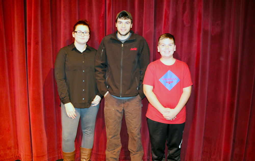 Messalonskee HighSchool has announced its November Students of the Month. From left are Caitlynne Scamman, Jared Thorne and Cooper Doucette. The sophomore Student of the Month will be announced in December because the student's parent(s) could not attend the recent ceremony.