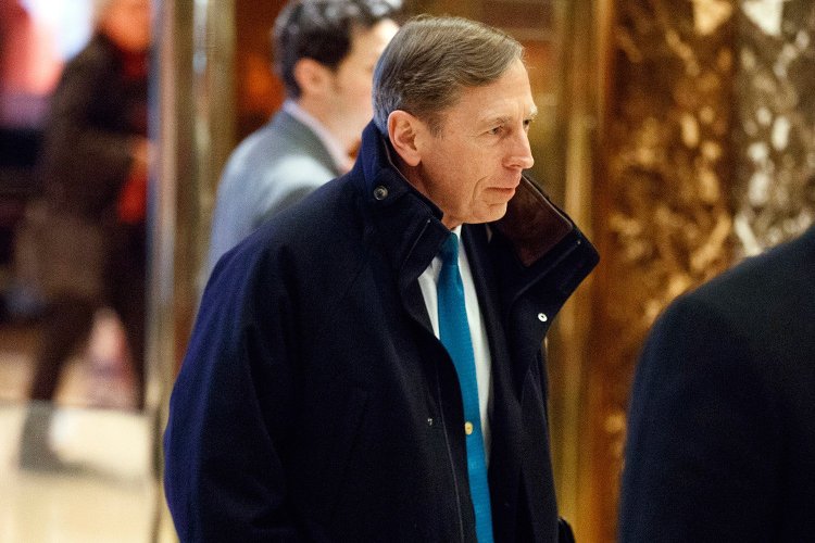 Former CIA director retired Gen. David Petraeus arrives at Trump Tower for a meeting with President-elect Donald Trump on Monday in New York.