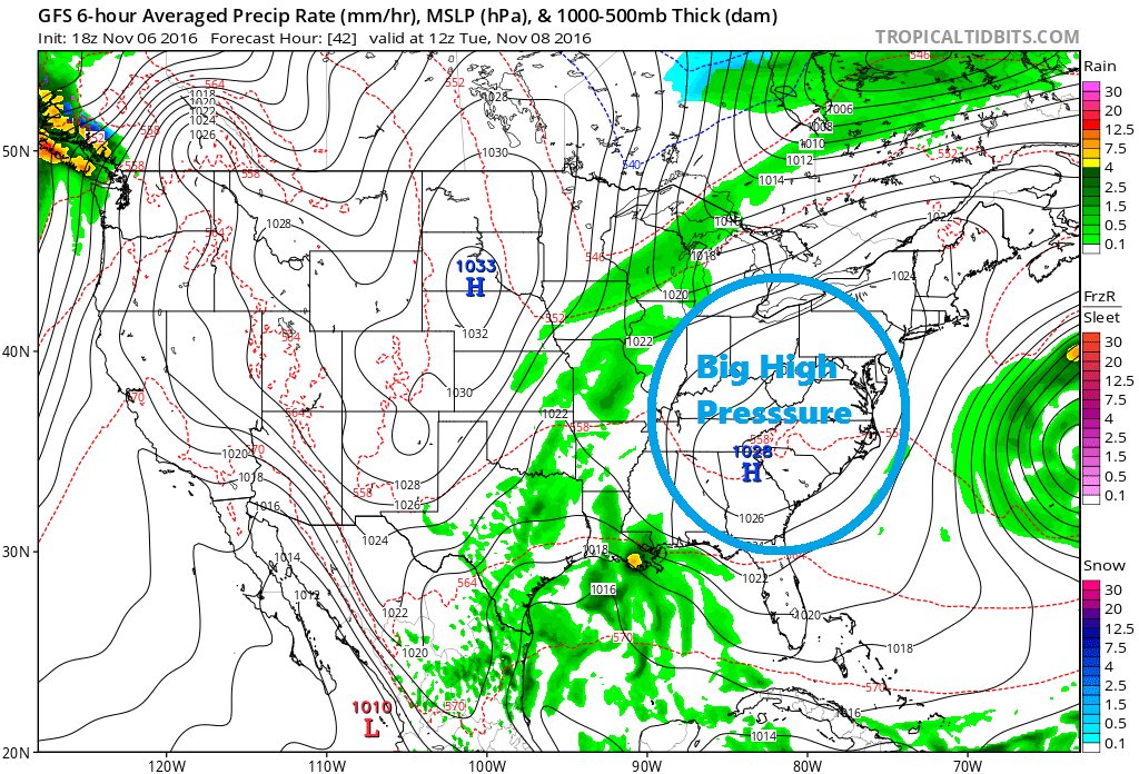 High pressure will keep the weather storm free for the foreseeable future