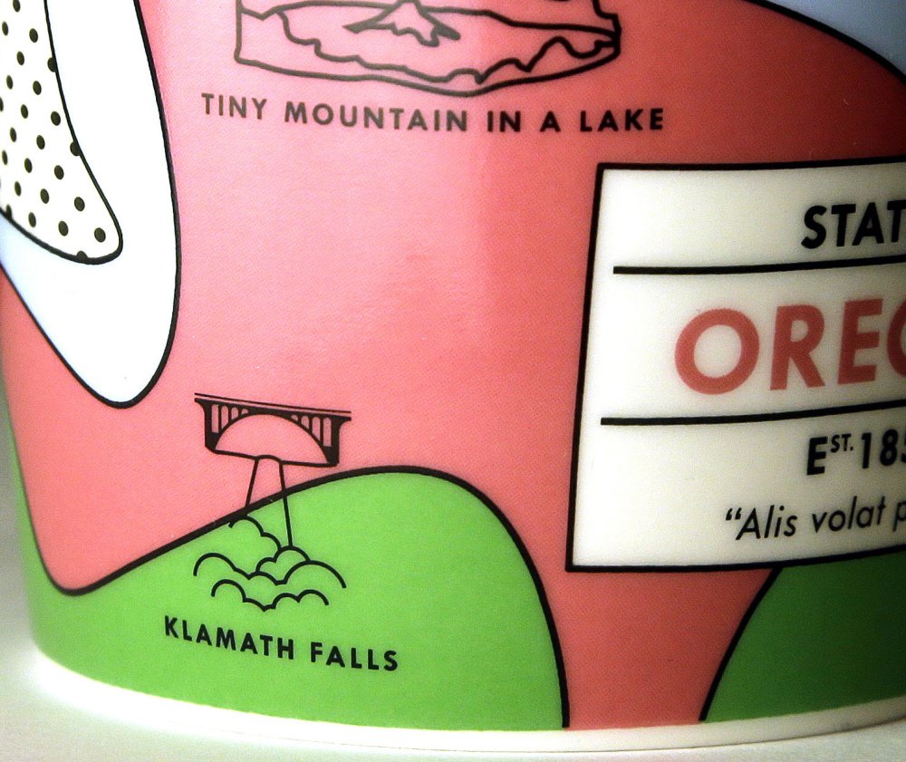 Contary to what Starbucks' new coffee cup says, Klamath Falls is a town in southern Oregon, not a waterfall itself.