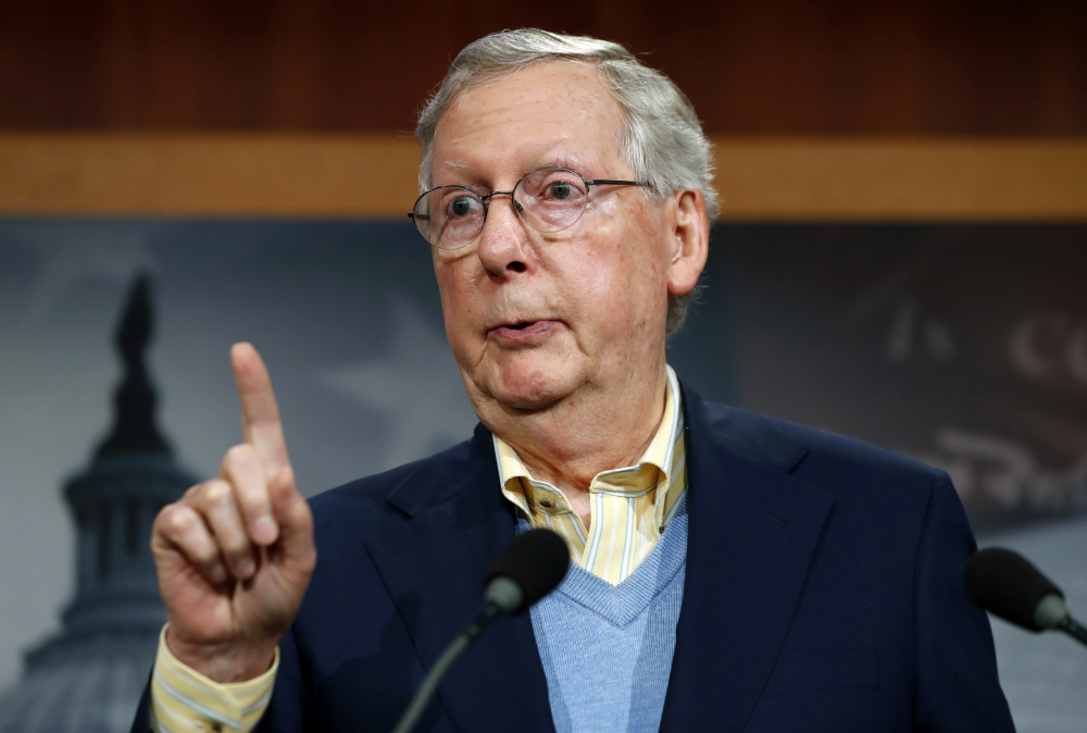 Senate Majority Leader Mitch McConnell cautioned critics on Dec. 3, 2016, about a quick repeal of the Affordable Care Act, saying changes must be phased in.
<em>Associated Press/Alex Brandon</em>