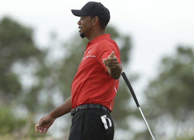Red shirt, black pants. It must have been Tiger Woods on a golf course on a Sunday. And there was he was, shooting a 76 to end his first tournament since August 2015.