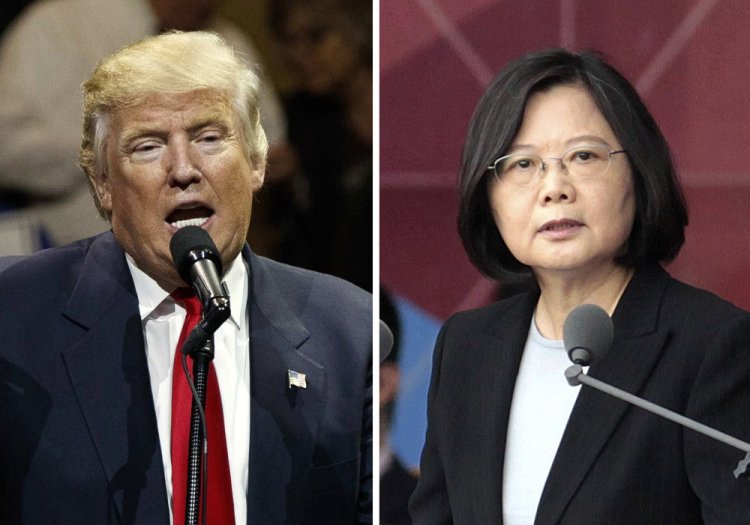U.S. President-elect Donald Trump, left, and Taiwan's President Tsai Ing-wen. An official Chinese newspaper called Donald Trump "as ignorant as a child" on Monday after the president-elect again suggested that he was reconsidering how America deals with Taiwan, one of the most sensitive issues in the relationship between the U.S. and China.
