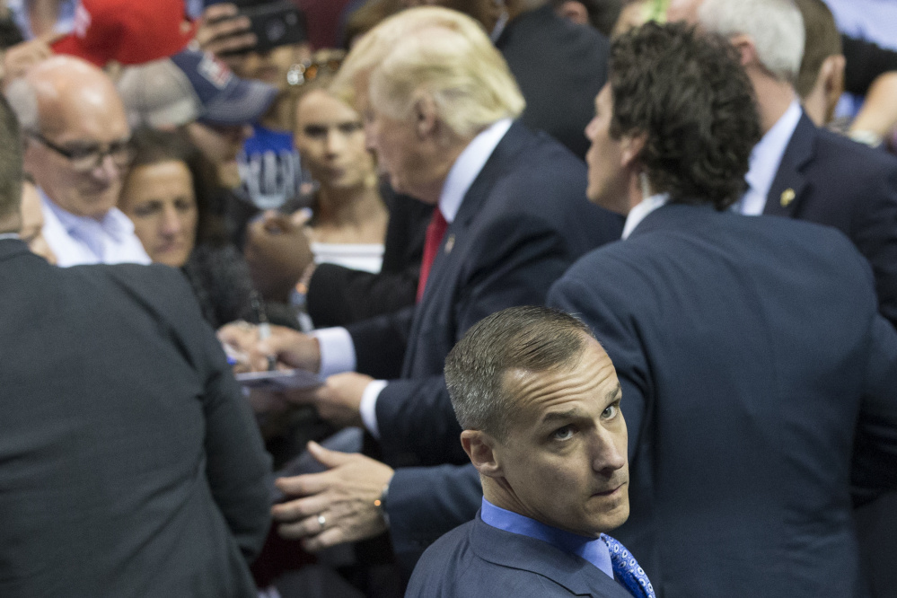 Corey Lewandowski, Donald Trump's first campaign manager, at a campaign stop in Buffalo, N.Y., in April. He says he is starting a political consulting firm and pitching his ties to Trump.