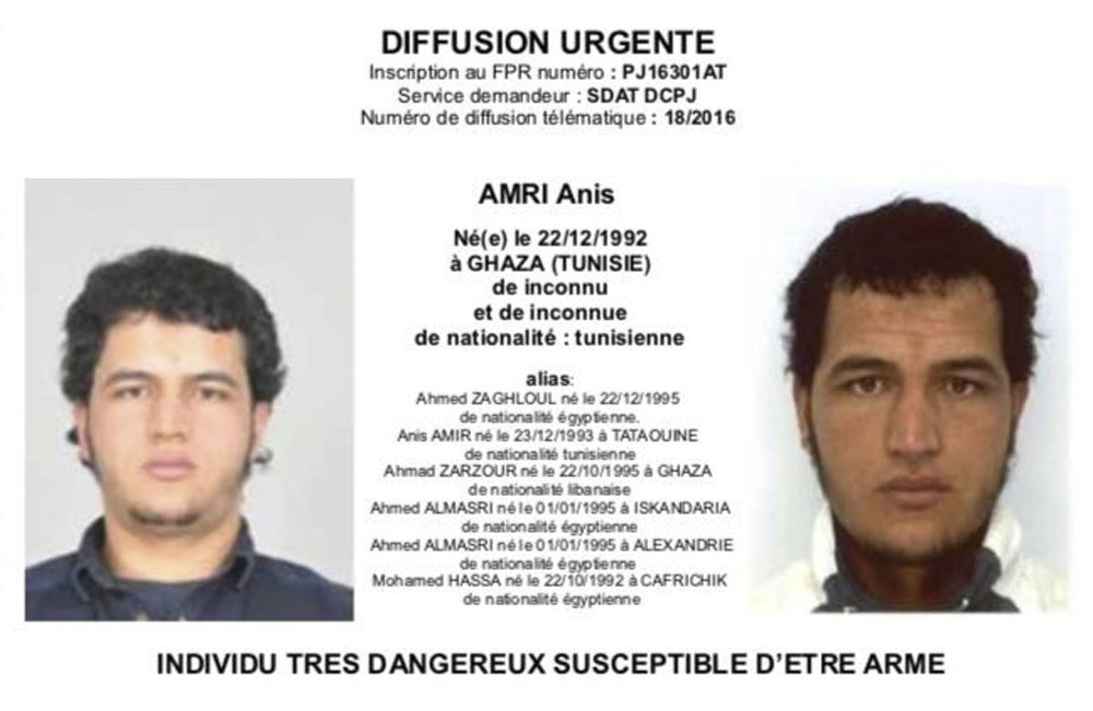 Photo sent to European authorities and obtained by the AP on Wednesday shows Tunisian national Anis Amri, who is wanted by German police for alleged involvement in the Berlin Christmas market attack. Twelve people died when a truck ran into the crowded market Monday.