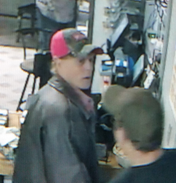 A surveillance camera image provided by the Franklin County Sheriff's Office shows a man suspected of stealing several items Saturday from the Chesterville Corner Store.