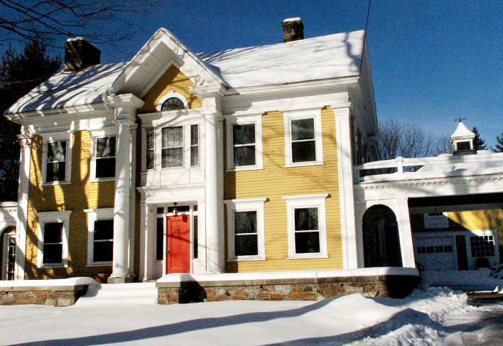 This 13-room Greek Revival home and land at 400 Water St. in Skowhegan, owned recently by attorney Dale Thistle, will be put up for auction Wednesday.