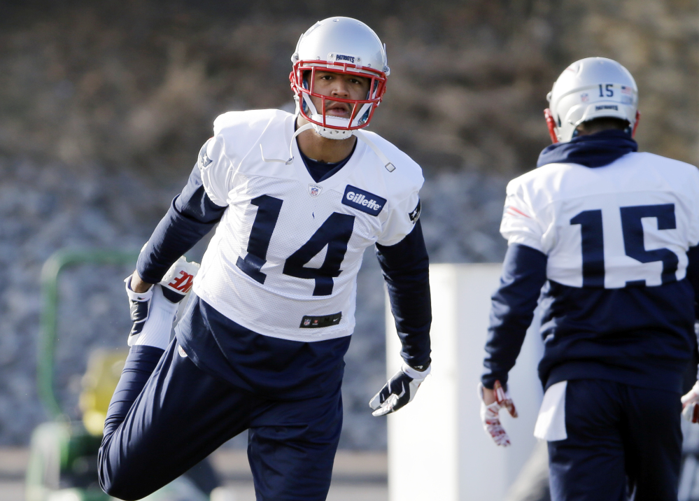 New England Patriots wide receiver Michael Floyd stretches during a practice Wednesday in Foxborough, Massachusetts.