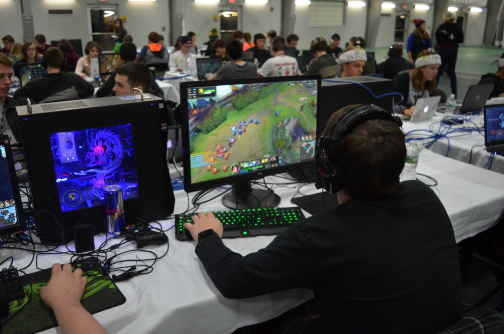 Almost 200 high school and homeschool students, which made up 41 teams, from all over Maine, attended the Thomas Cup IT and gaming competition Dec. 2-3 in the Alfond Athletic Center on the Waterville campus. More than 40 Thomas College students helped to put on the competition.