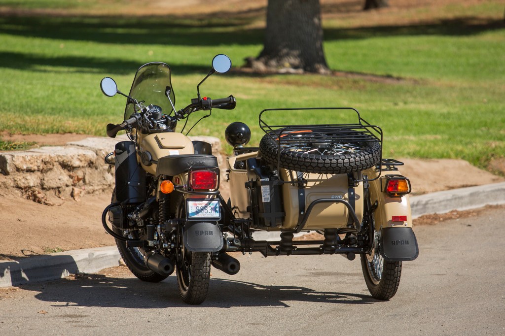 The Russian-made Ural Sahara sidecar motorcycle. Despite itsantique look, the newer Urals feature Brembo disc brakes and fuel injection.