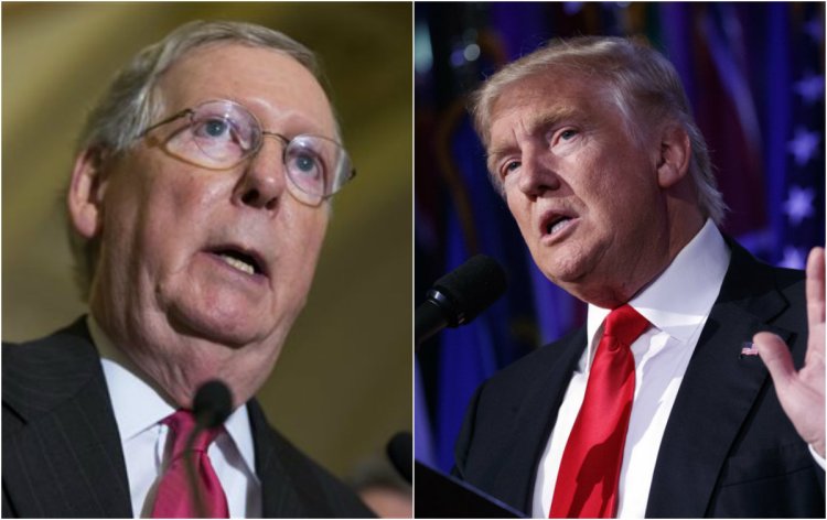 Majority Leader Mitch McConnell, left, told reporters that an inquiry into Russian hacking would be conducted by the Senate intelligence panel. President-elect Donald Trump, right, calls the recent CIA assertion that Russian hacking had sought to help his candidacy “ridiculous.” 