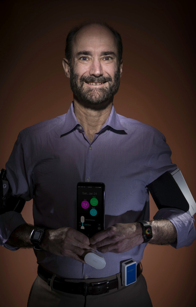 Michael Snyder, a Stanford University professor, sports a variety of wearable gadgets. A smart watch and other sensors alerted him to an oncoming illness before he ever felt any symptoms.