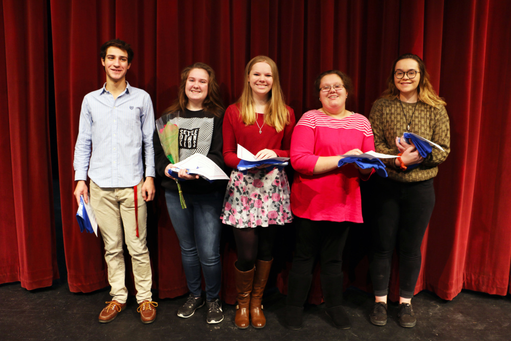 Messalonskee High School has announced its December Students of the Month, as well as its Mid-Maine Technical Center Students of the Month. From left are Noah Milne, Kiiasha Pluard, Julia Cooke, Breanna Corbin and Alexis Reed.
