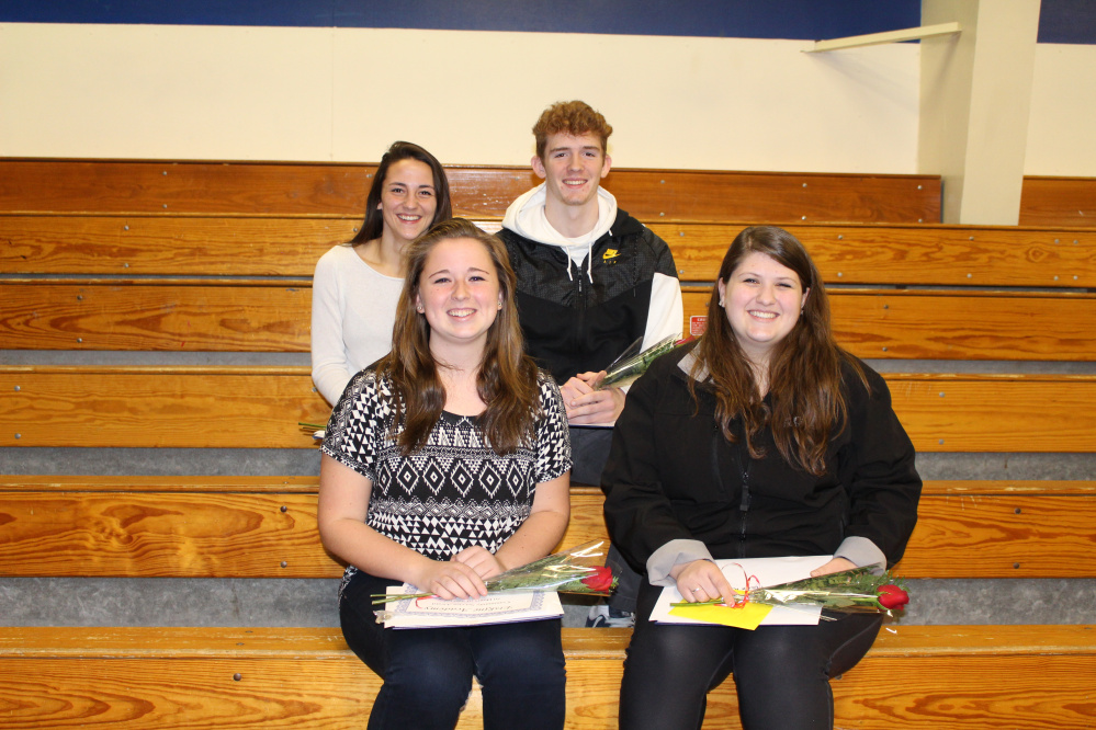 Erskine Academy held its Renaissance Assembly on Dec. 16 to honor their peers with Renaissance Awards. Senior of the Trimester recipients, front, from left, are Hannah Burns and Katie Keller. Back, from left, are Faith Krause and Nathaniel Harrington-Howard.