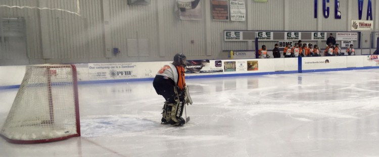 Winslow/Gardiner junior goalie Cassie Demers is playing in the net for only the second year. The Black Raiders are 8-5-0 this season.