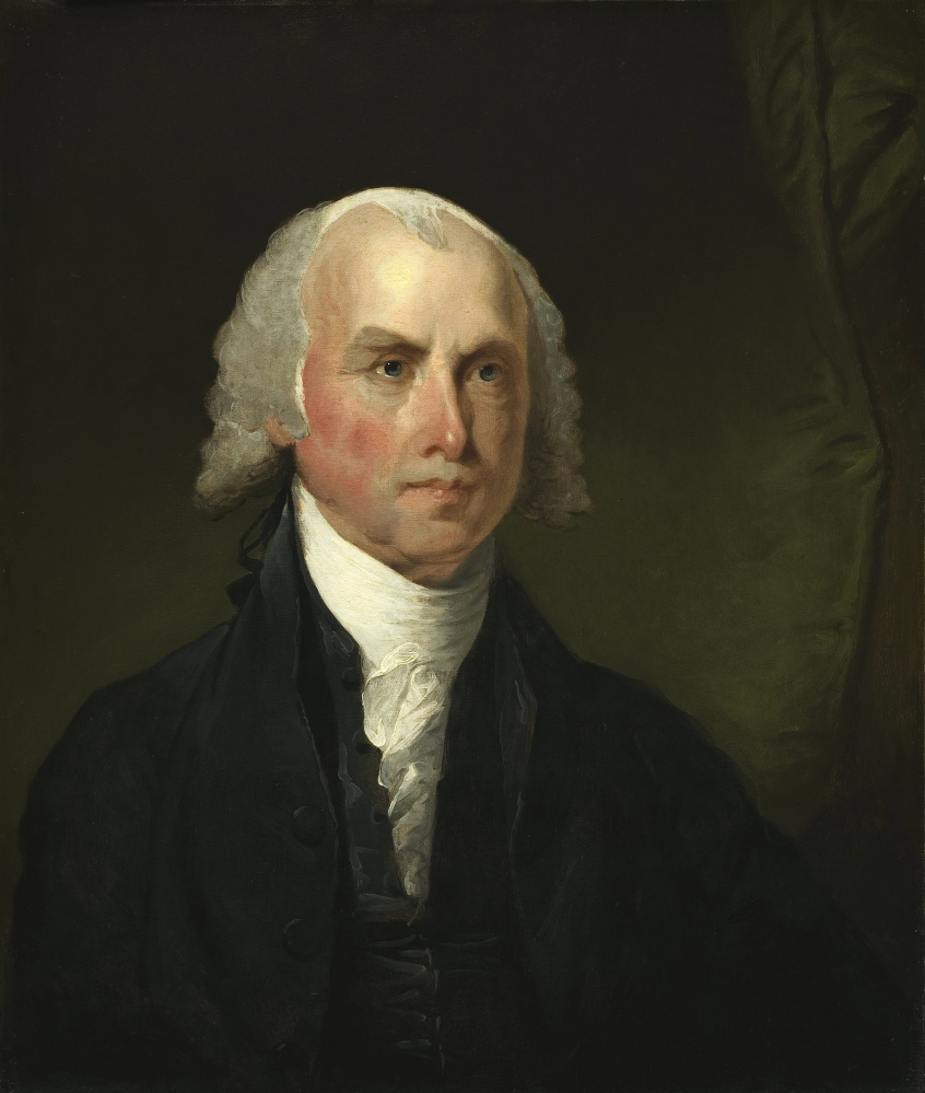 Gilbert Stuart (American, 1755 - 1828 ), James Madison, c. 1821, oil on wood, Ailsa Mellon Bruce Fund