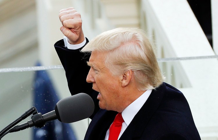 President Donald Trump speaks after taking the oath of office at the U.S. Capitol in Washington Friday. 