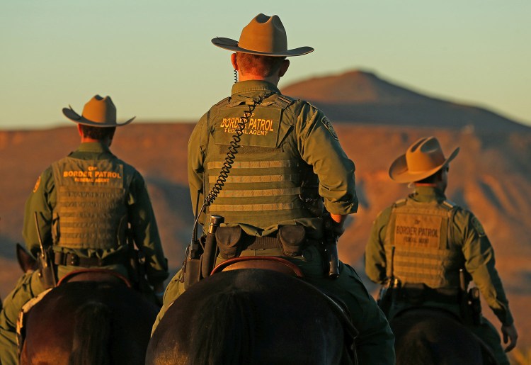 U.S. Border Patrol agents from Boulevard Station, whose nickname is the "East County Regulators,"  head out on patrol near Jacumba, California, Nov. 14, 2016.  