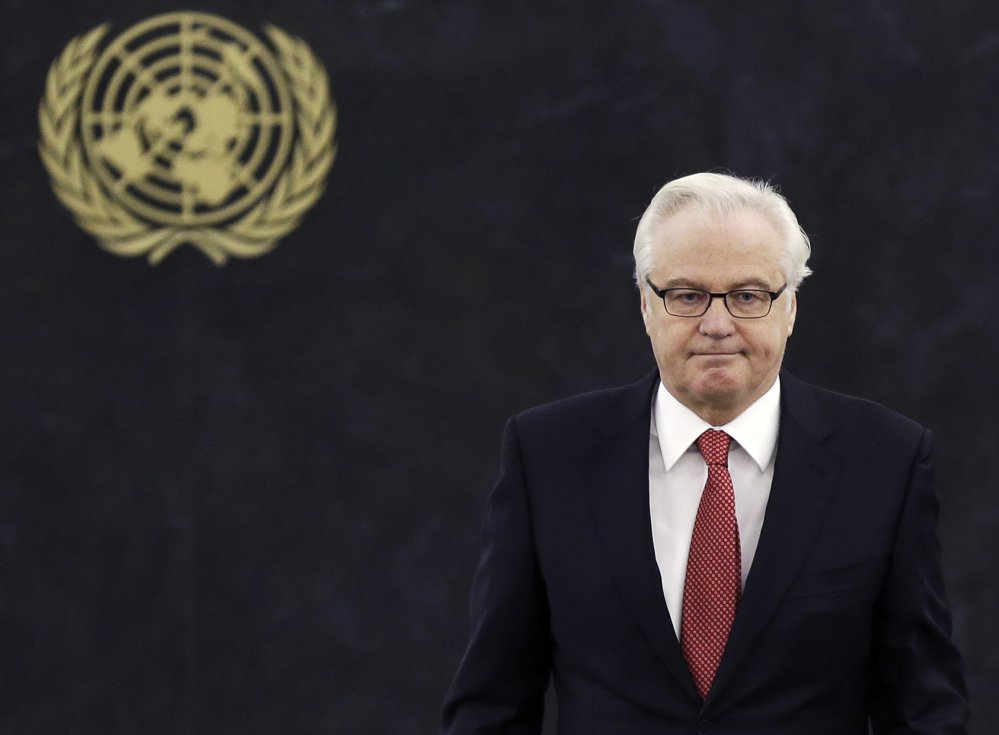 Vitaly Churkin, shown at the United Nations in 2014, died unexpectedly in New York City on Monday.