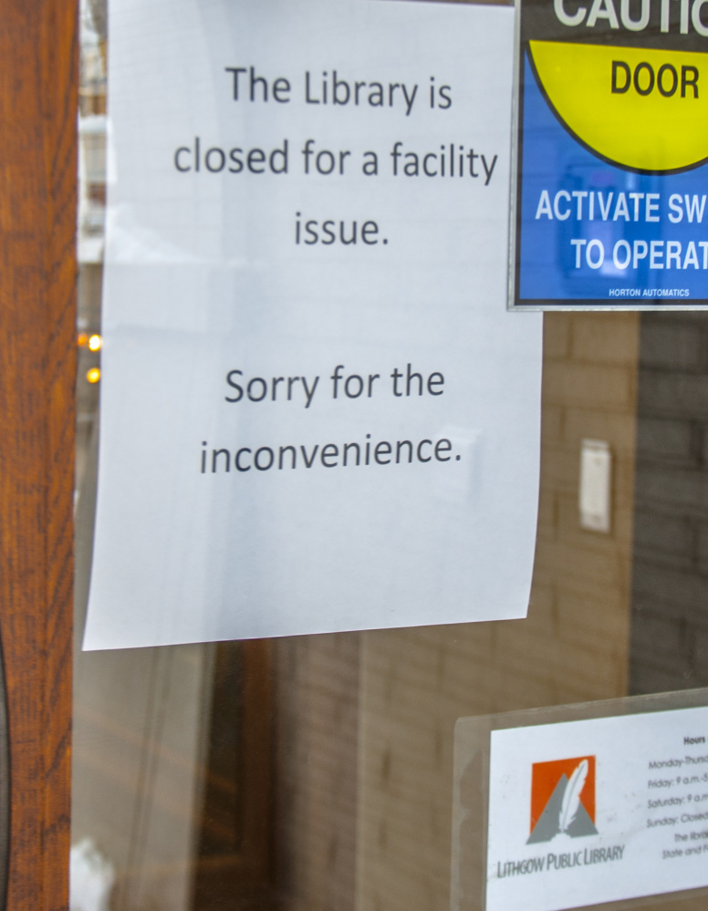 A sign tells visitors to the Lithgow Public Library on Wednesday that the library is closed.