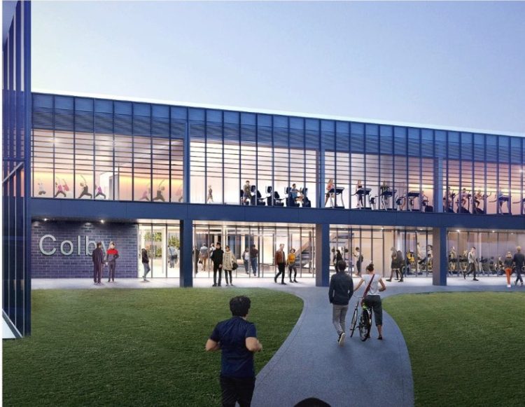 A conceptual rendering shows what a new athletic complex might look like at Colby College in Waterville.