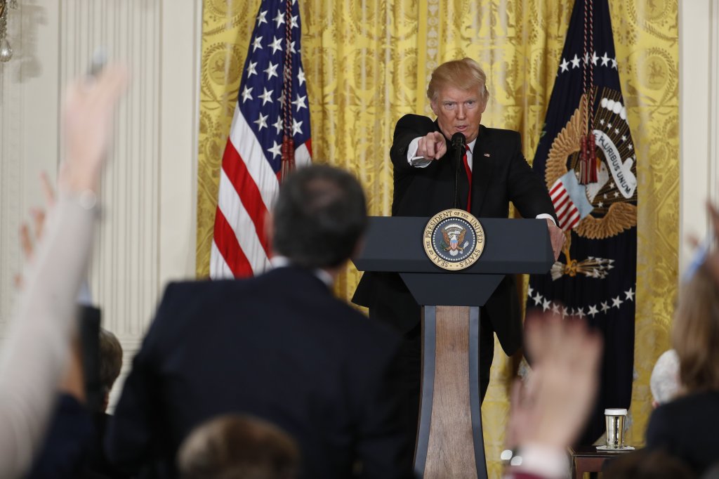 President Trump calls on a reporter during his news conference Thursday at the White House.