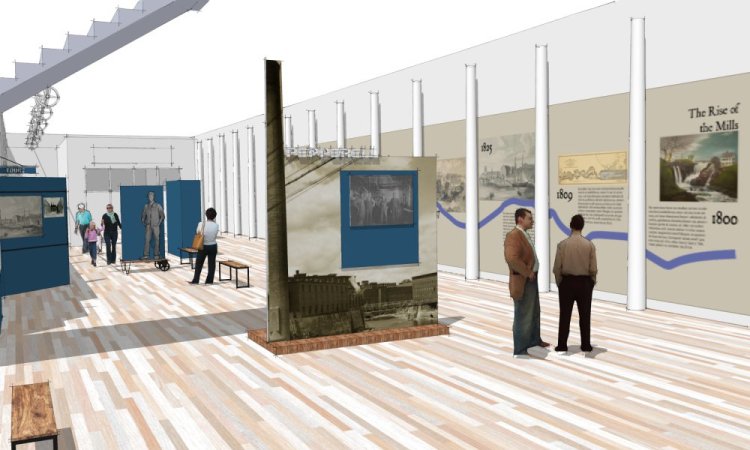 A rendering depicts the Biddeford Mills Museum to be installed at the Pepperell Mill Center. The museum will highlight the city's textile manufacturing history.