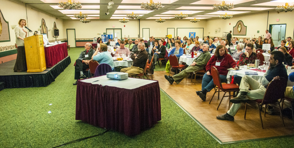 Kimberly Johnson, the director of the federal Center for Substance Abuse Treatment, talks about opioids Wednesday at the Augusta Civic Center.