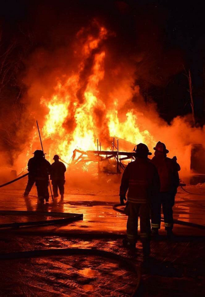 A free-standing garage on Route 135 in Monmouth was destroyed by fire early Thursday morning.