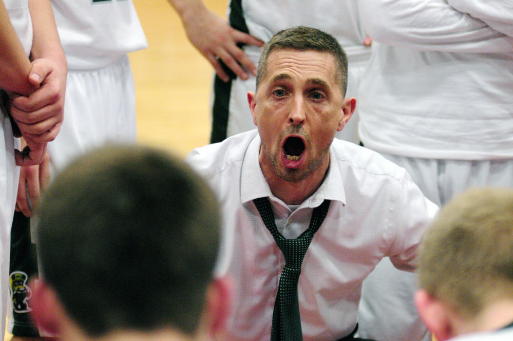 Winthrop coach Todd MacAurthur reacts during the Class C South championship game against Madison last Saturday.