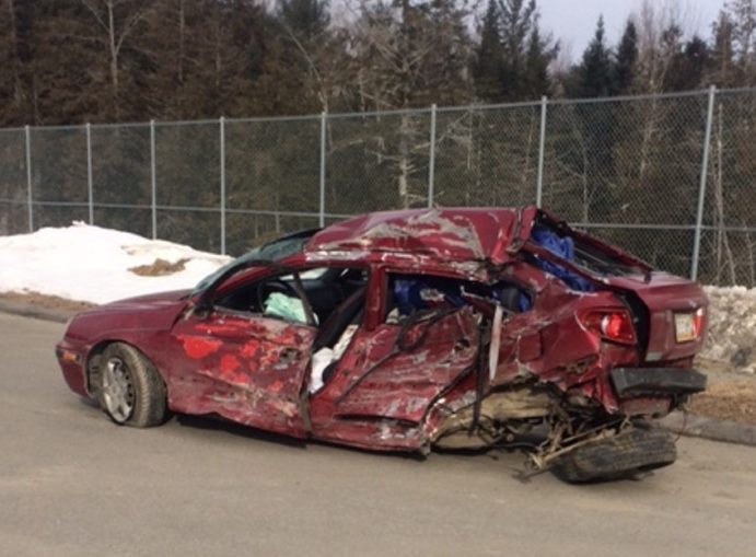 The Somerset County Sheriff's Office released this photo of the 2005 Hyundai Elantra that involved in a deadly crash with a school bus in Norridgewock Friday night.