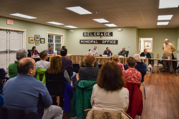 Candidates for local office attend a public forum Wednesday at the Belgrade Town Office, answering questions from fellow residents as well as moderator Dennis Keschl.