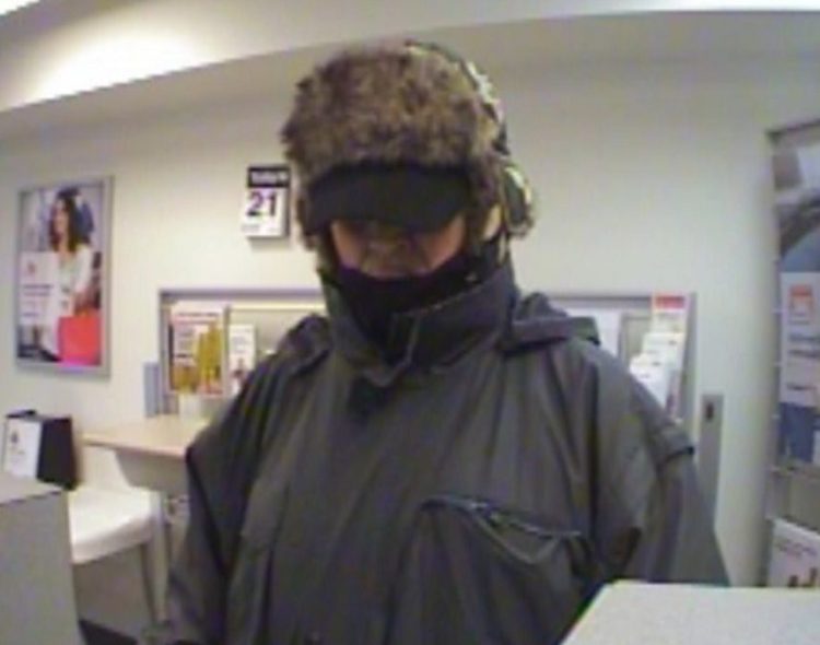 An image released by authorities of the "Silent Bandit" who has been linked to four bank robberies in central Maine in recent years.