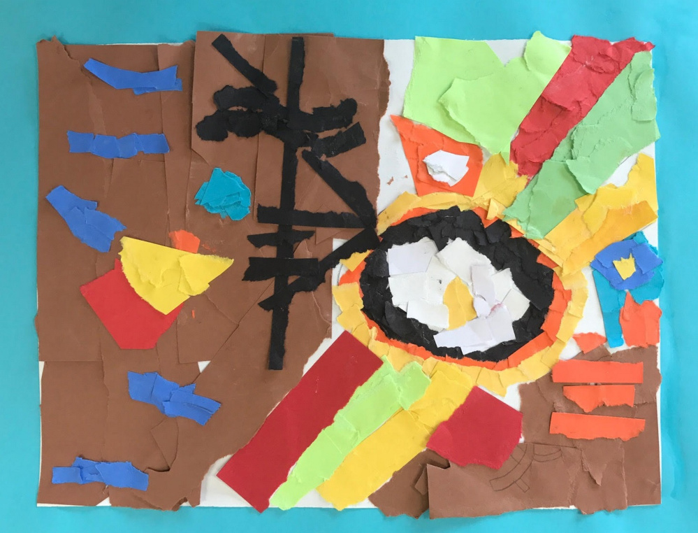 "Untitled Ripped Paper Collage" by Garrett, a third-grade student Marcia Buker Elementary School.