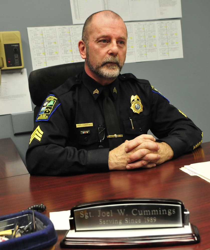Skowhegan police Sgt. Joel Cummings, speaking Thursday at his office, has been appointed interim police chief following the departure of Donald Bolduc.