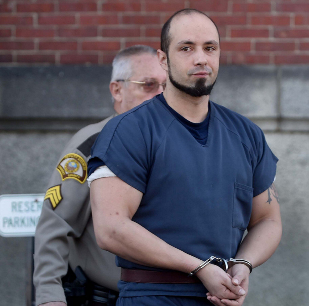 Luc Tieman, 33, of Fairfield, leaves Somerset County Superior Court in Skowhegan on Nov. 18 after entering a not guilty plea to a charge of murder in connection with the death of his wife, Valerie.