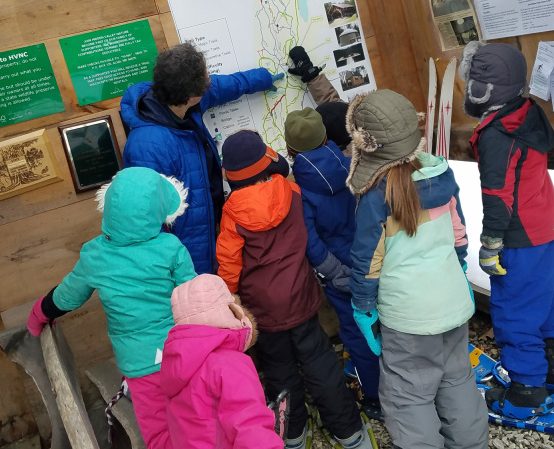 Juniper Hill School first- and second-grade students visit the Midcoast Conservancy's Hidden Valley Nature Center in Alna.