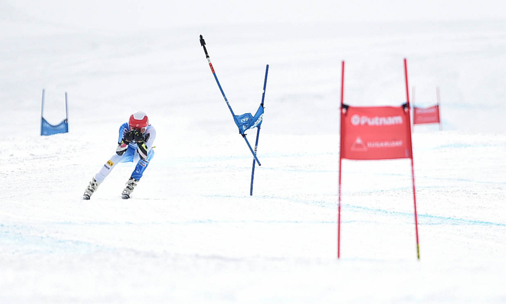 Ryan Cochran-Siegle (5) competes in the super-G at the U.S. Alpine Championships at Sugarloaf on Saturday in Carrabassett Valley.
