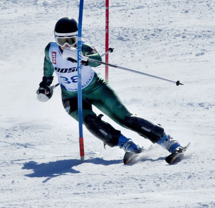 Carrabassett Valley Academy graduate Amelia Rowland competes in the second run of the women's slalom races during the U.S. Alpine Championships on Sunday at Sugarloaf.