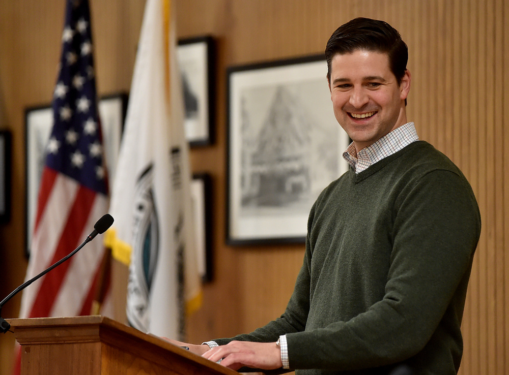 Waterville Mayor Nick Isgro, seen Feb. 7 during a City Council meeting, has released a budget message calling on officials to work toward a budget that does not increase the tax burden.