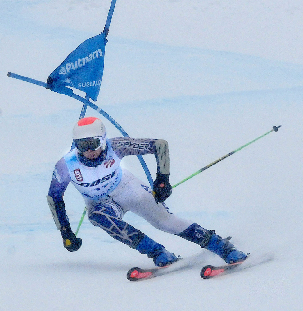 Colby College captain Mardi Haskell competes in the women's giant slalom  during U.S. Alpine Championships on Monday at Sugarloaf Mountain.