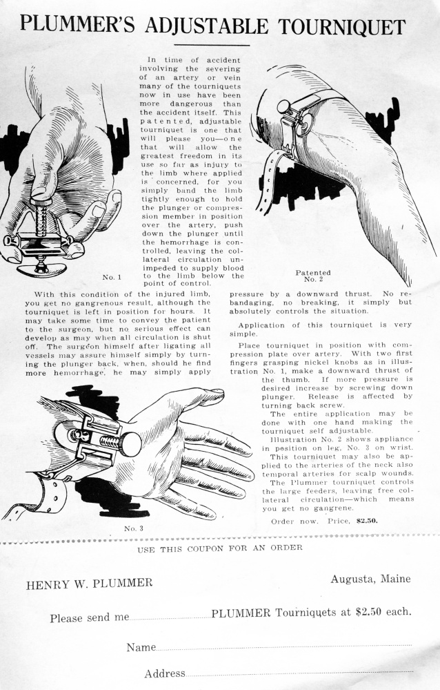 Gallery Adjustable tourniquet invented in Maine 100 years ago