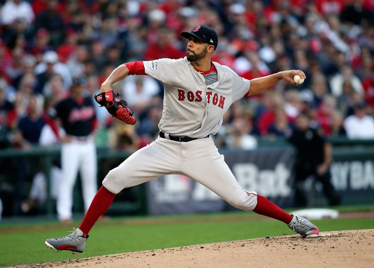 Boston Red Sox pitcher David Price throws against the Cleveland Indians in the first inning during Game 2 of baseball's American League Division Series on Friday in Cleveland. 