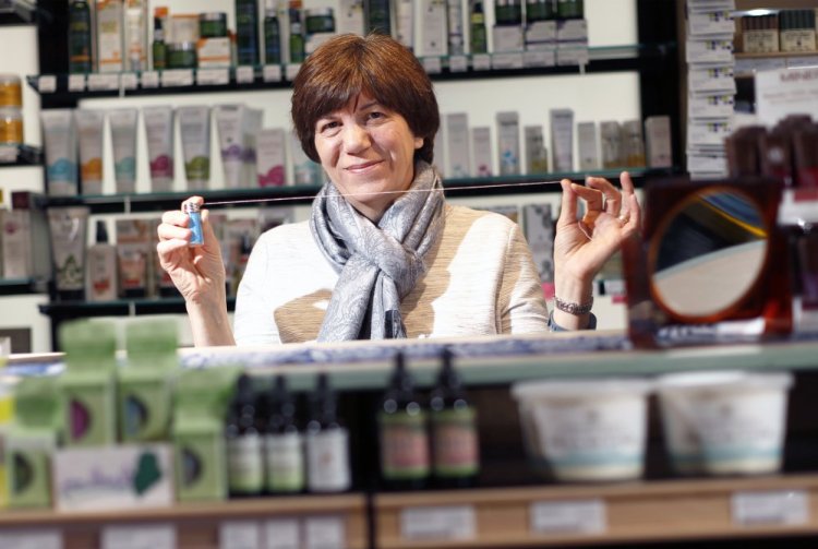 Dental Lace, Jodi Breau's reusable, sustainable version of dental floss, is only recently on the shelves in locations including Lois' Natural Marketplace in Portland, above. Breau started her business in January after years of research and dreaming from behind a school librarian's desk.