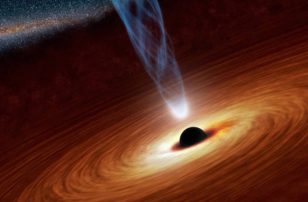 This artist's impression of a black hole is mostly a guess at what they look like. Astronomers were hoping to get a glimpse of the real thing with an experiment Wednesday.