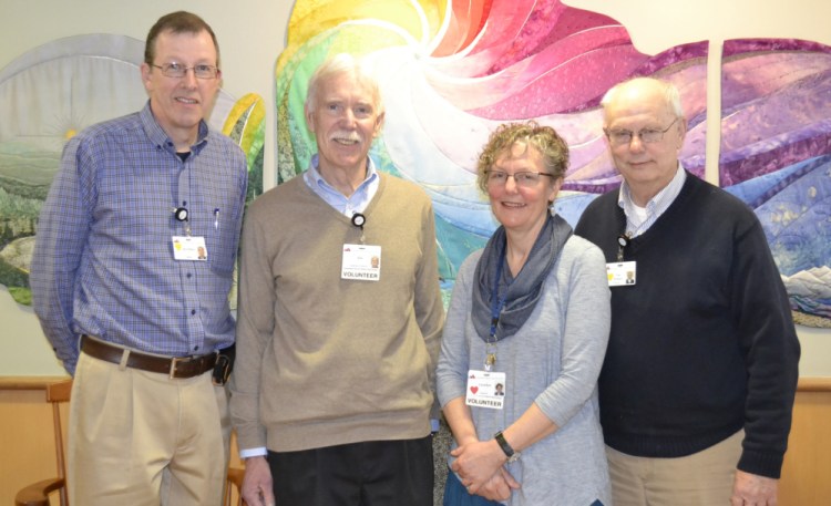 Contributed photoThe chaplaincy program at Farmington's Franklin Memorial Hospital recently welcomed its newest volunteers, Jon Olson and Gretchen Legler. From left are the Rev. Steve Bracy, Olson, Legler and the Rev. Tim Walmer.